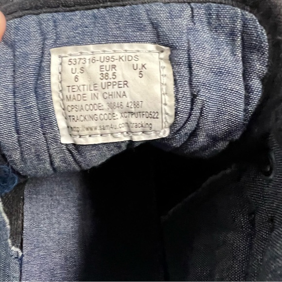 LEVI'S High Top Blue Denim Sneakers Men’s Size 6 Canvas & Tan Leather Levi LOGO - Picture 10 of 12